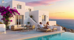Cómo elegir la villa perfecta para tus vacaciones en Mykonos Villa de lujo en Mykonos con piscina infinity y vistas espectaculares al mar Egeo al atardecer