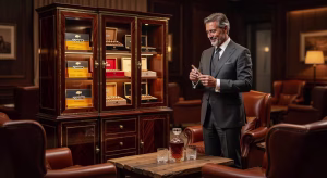 Los mejores puros cubanos que debes tener en tu humidor Humidor de lujo con puros cubanos premium Cohiba y Montecristo en elegante salón de fumadores