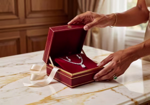 Los mejores regalos para tu pareja: guía definitiva para acertar Caja de regalo de lujo con joyería premium sobre superficie de mármol