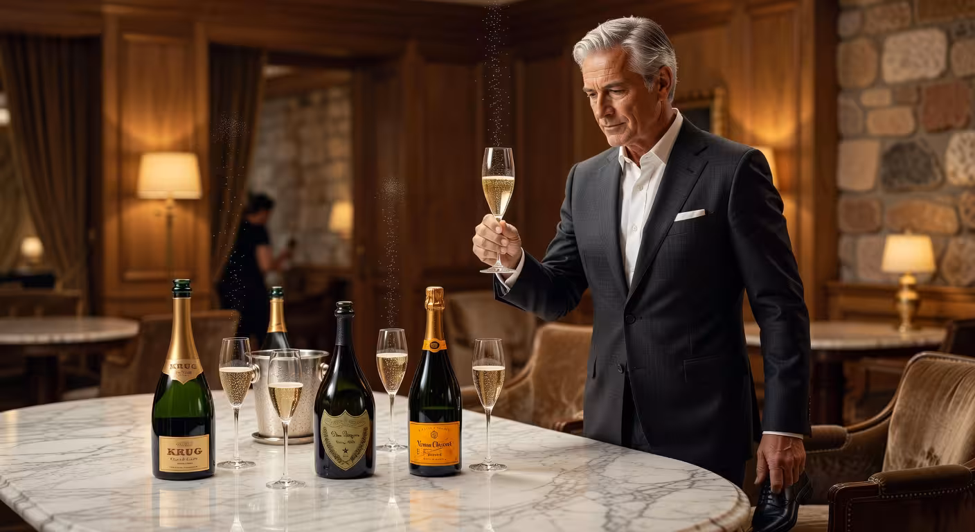 Degustación de champagne de lujo con botellas premium de Krug y Dom Pérignon