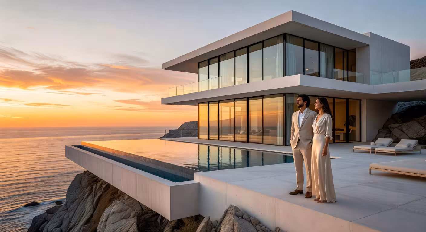 La espectacular Razor House de Alicia Keys en La Jolla con vistas al océano Pacífico al atardecer