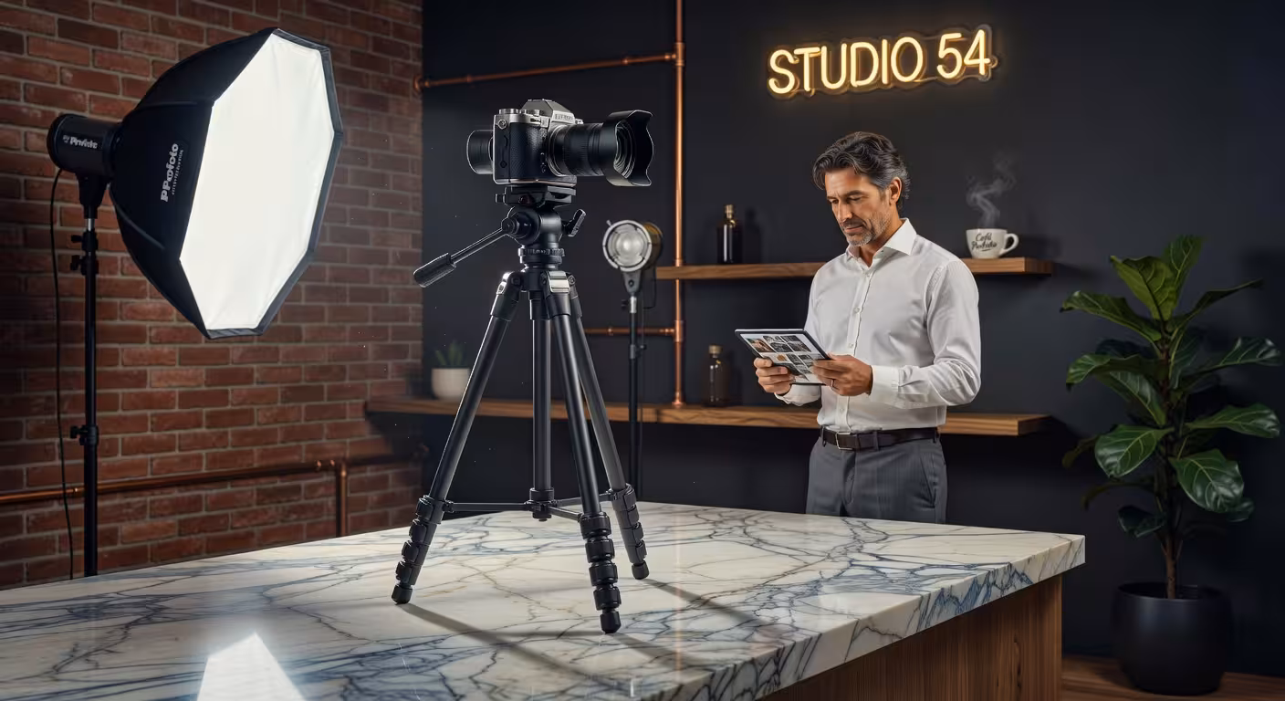 Cámara profesional de formato medio Hasselblad en estudio fotográfico de lujo