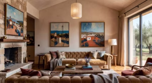 Salón de lujo con muebles de diseño y objetos de valor protegidos por seguro de contenido