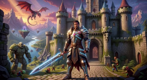 RuneScape: Guía definitiva con consejos y trucos para dominar Gielinor Guerrero explorando el mundo de RuneScape con armadura legendaria y paisaje fantástico