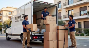 Cómo ahorrar dinero en tu mudanza: 10 estrategias que realmente funcionan Trabajadores profesionales de empresa de mudanzas cargando cajas en camión de forma organizada