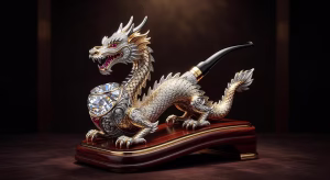 Pipa de fumar de lujo con forma de dragón decorada con diamantes y piedras preciosas