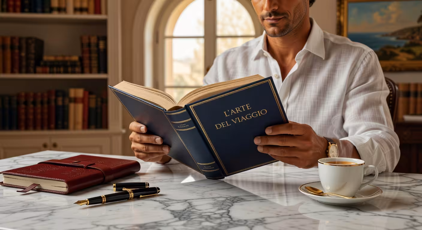 Libro Padre Rico Padre Pobre sobre escritorio de lujo con accesorios premium