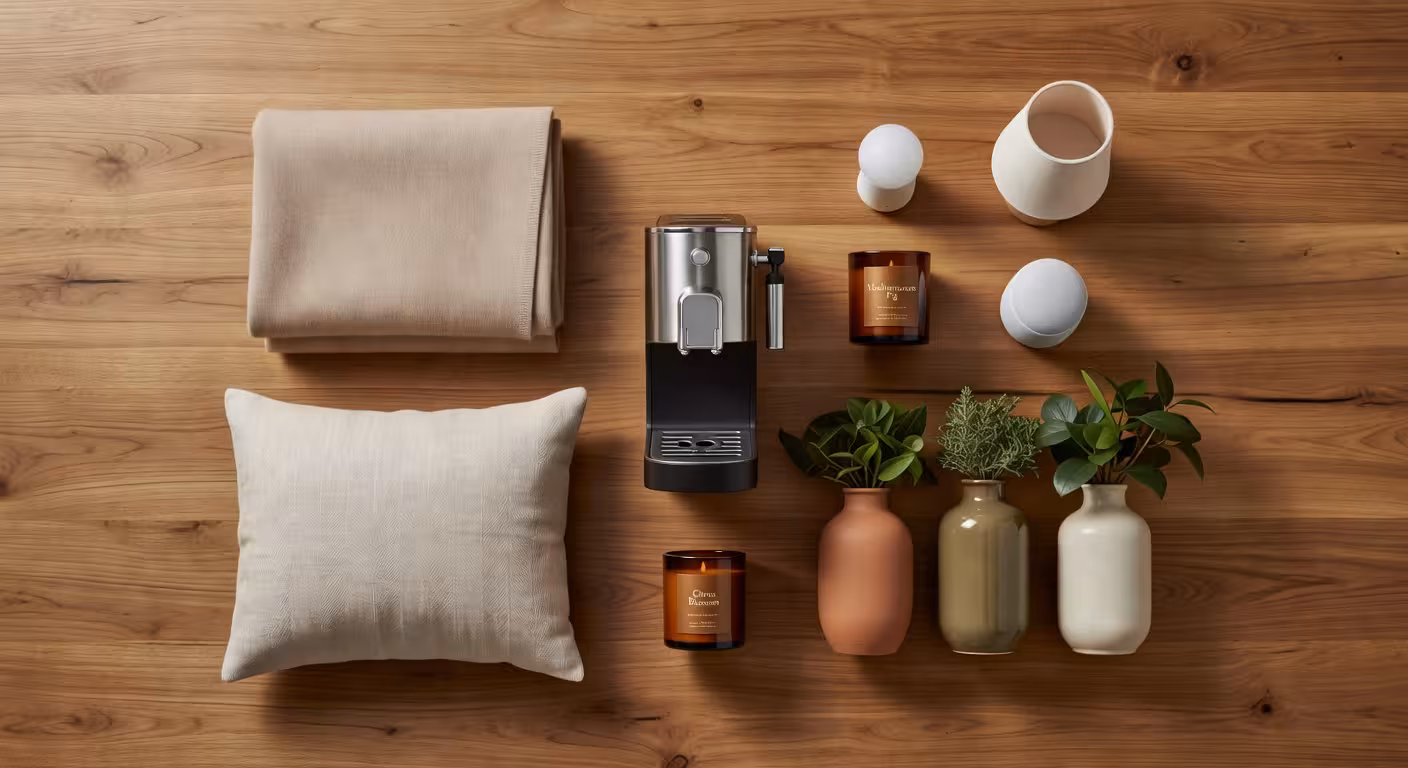 Colección de regalos premium para el hogar con productos de lujo y diseño elegante