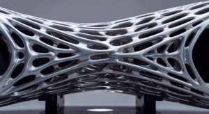 Detalle de componentes de suspensión impresos en 3D del Czinger 21C con estructura orgánica Bio-Logic