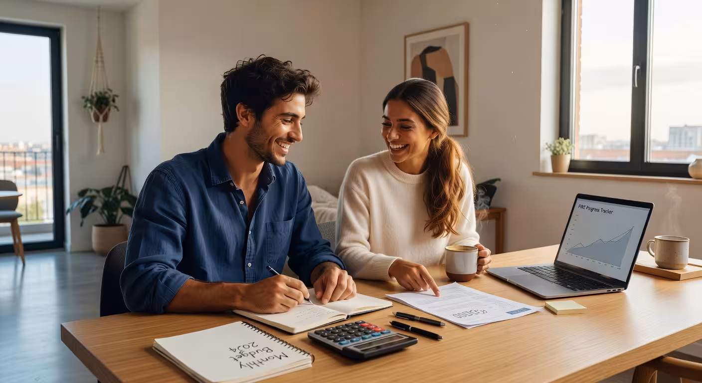 Pareja planificando su camino hacia la libertad financiera