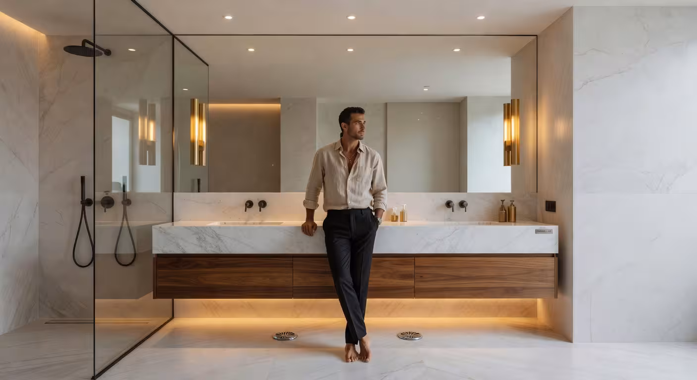 Más luz en tu piso: 10 estrategias de iluminación que transformarán tu hogar Baño contemporáneo con iluminación estratégica mediante apliques laterales en espejo y luz cenital difusa
