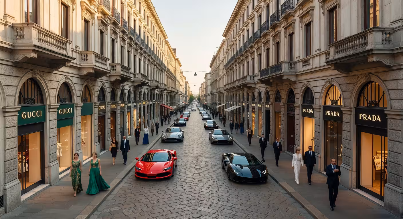 Via Montenapoleone en Milán, epicentro del Cuadrilátero de la Moda italiano