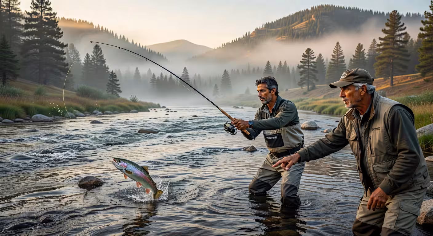 Pesca con mosca en el río North Platte en Wyoming con guía profesional y equipo Orvis