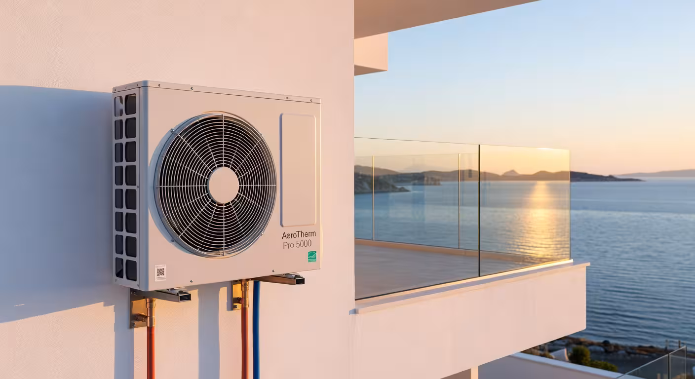 Bomba de calor aerotérmica instalada en vivienda de lujo