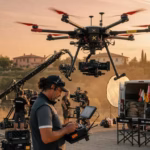 Los 10 drones más caros del mundo: lujo y tecnología extrema en el aire Operador profesional pilotando dron de cine Freefly Alta X en set de producción de lujo