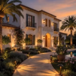 Guía definitiva para seleccionar la iluminación exterior de lujo: 7 claves esenciales Iluminación exterior de lujo en villa mediterránea con balizas LED y uplighting arquitectónico al atardecer