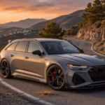 10 razones por las que quieres conducir un Audi RS6 Audi RS6 Avant Performance en gris Nardo aparcado en carretera de montaña española al atardecer