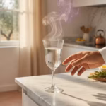 Beber agua caliente: qué dice la ciencia sobre sus beneficios reales Vaso de agua caliente con vapor en encimera de mármol, concepto de hidratación saludable